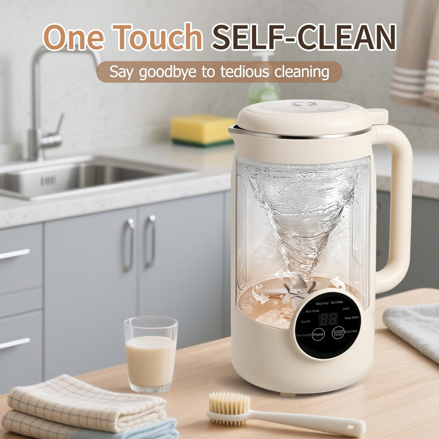 Taotique 8 in 1 Nut Milk Maker Blender, 40oz Homemade Almond, Oat, Soy, Coconut, Plant-Based and Non-Dairy Beverages with Self-Cleaning, Soybean Blender Machine with Delay Setting, Keep Warm, Boiling
