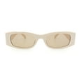 thumbnail image 3 of Womens Metal Pyramid Jewel Hinge Narrow Rectangle Retro Chic Plastic Sunglasses Beige - Brown, 3 of 6