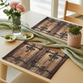 thumbnail image 6 of Rustic Wooden Door Placemats for Dinning Table Set of 6, Brown Black Farmhouse Country Vintage Burlap Kitchen Place Mats Waterproof Cloth Table Mats, Indoor Outdoor Placemats Easy Clean Dinner Decor, 6 of 8