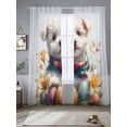 thumbnail image 4 of Sheer Curtain Panels Cute Dog Rod Pocket Voile Window Curtains Easter Eggs Flower Window Treatments Ligh Filtering Privacy Curtain Drapes for Bedroom Living Room 2 Panel Set 108 Inch Length, 4 of 9