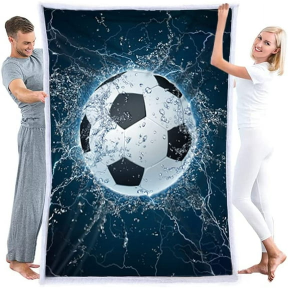 Soccer Blanket 3D Soft Plush Sherpa Throw Blanket Soccer Gifts Adult All Season Couch Bed Sofa Home Decor (Soccer,60"×80")