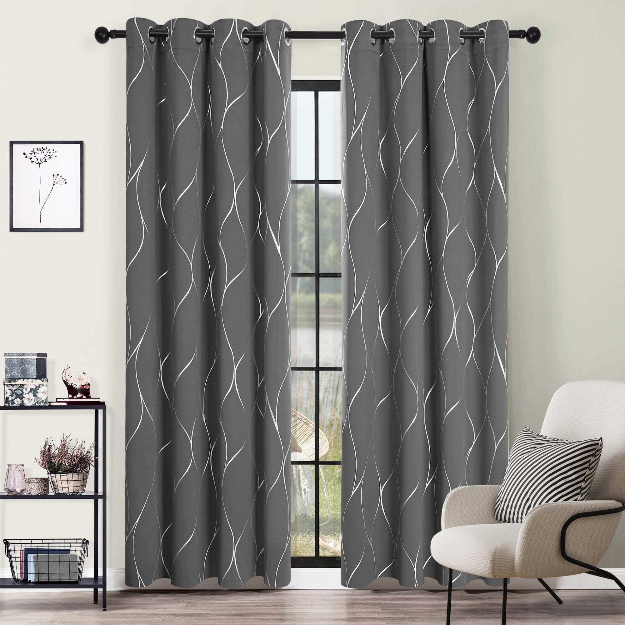 Soft Eyelet Curtains Solid Thermal Insulated Grommets Drapes Window Treatment for Bedroom/Living Room 2 Panels Beige Blackout Curtains W 46 by L 72 inch per Panel 