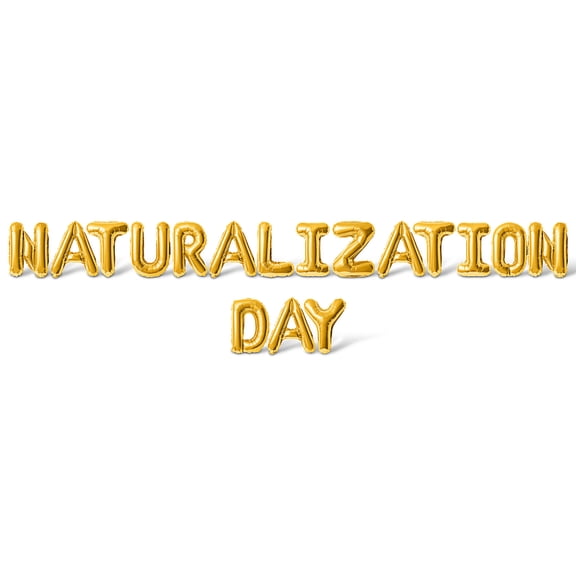 Letter Balloons - NATURALIZATION DAY 16" Inch Alphabet Letters Foil Mylar Balloon Naturalization Day Party Banner (Gold)