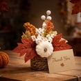 thumbnail image 5 of Hometravel Thanksgiving Mini Potted Maple Leaf Pumpkin, Artificial Fall Greenery Desktop Decor, Simulation Plant for Indoor Shelf Window Display, 5 of 6