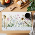 thumbnail image 2 of Placemats Set of 6, Spring Daisy Woven Placemat, Linen Place Mats for Kitchen/Dining Tables, Blue Moroccan White Wildflowers Country Plants Washable Table Mats for Party, 2 of 8