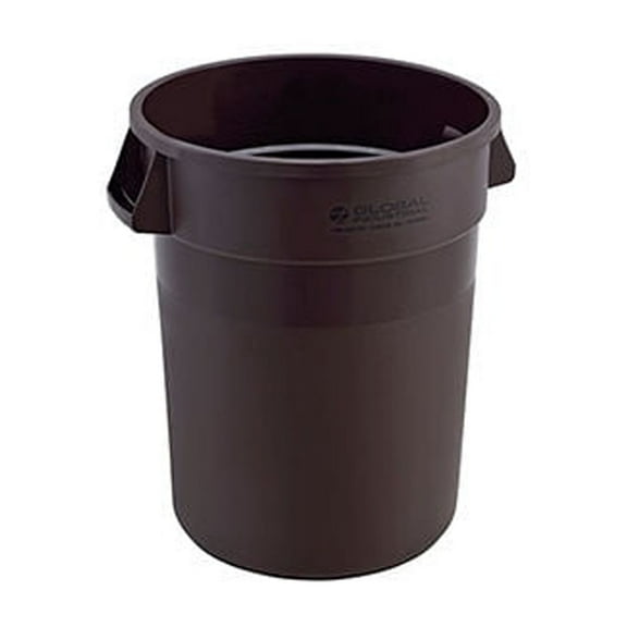 Global Industrial Plastic Trash Can 32 Gallon Brown
