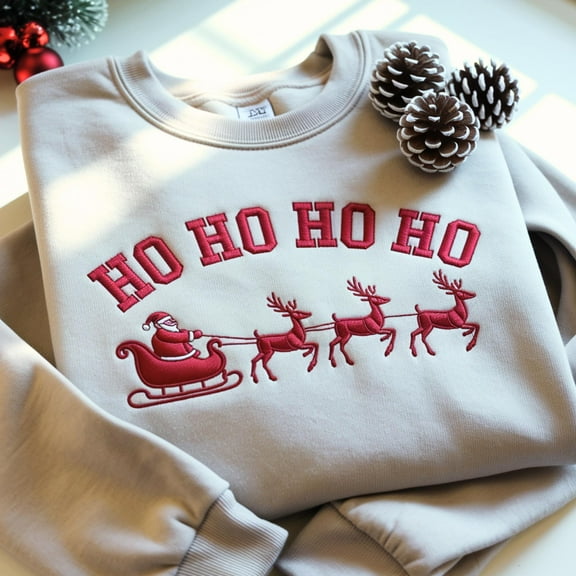 Embroidered Santa Sweatshirt: Festive Christmas Pullover