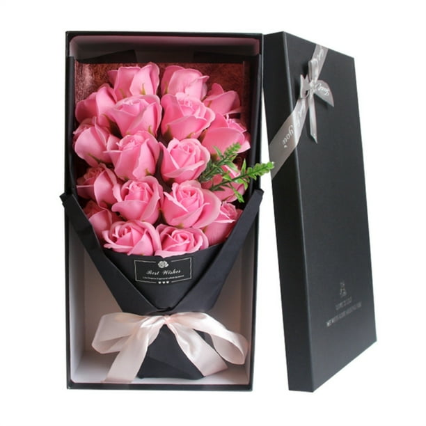 Accesorios esenciales para dormitorio, regalo de San Valentín, paquete de 18 rosas de jabón, caja de regalo con borde, regalo de cumpleaños para el Día de la Madre, ramo de jabón, mejoras para el hoga