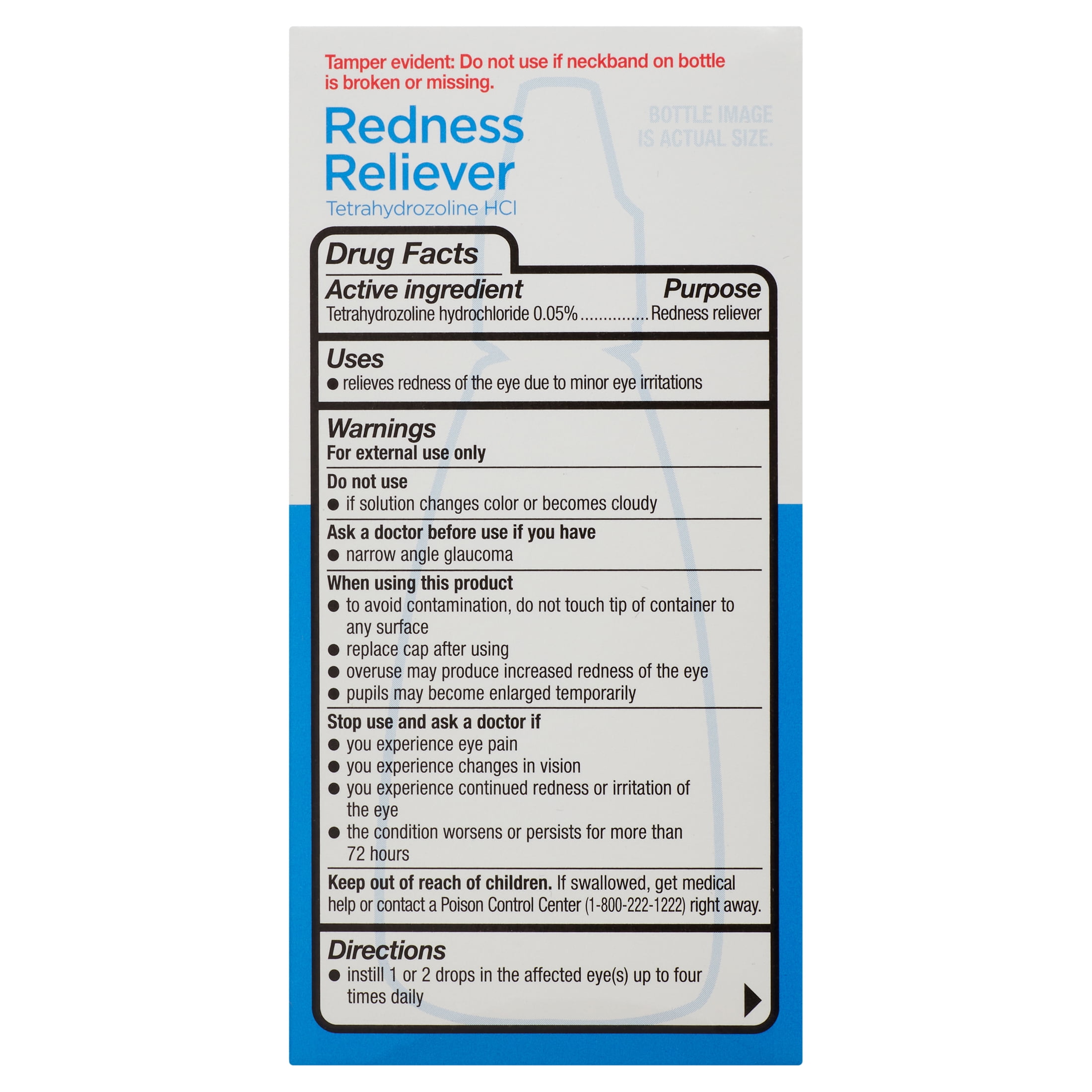 Equate Tetrahydrozoline HCl Original Redness Reliever Eye Drops, 1 fl oz