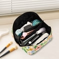 thumbnail image 2 of FORMRS Makeup Bag Travel Cosmetic Organizer for Women Fold Flat Zipper Pouch with Handle, Retro Pink Floral, 2 of 8