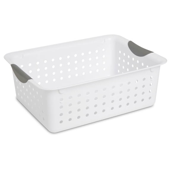 Sterilite Medium Ultra Plastic Storage Organizer Basket, White, (12 Pack)