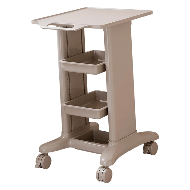 Carro móvil para salón de belleza con estante para herramientas, diseño espacioso, material PP impermeable, ruedas de goma suave mejoradas, adecuado para oficinas y barberías. Gris