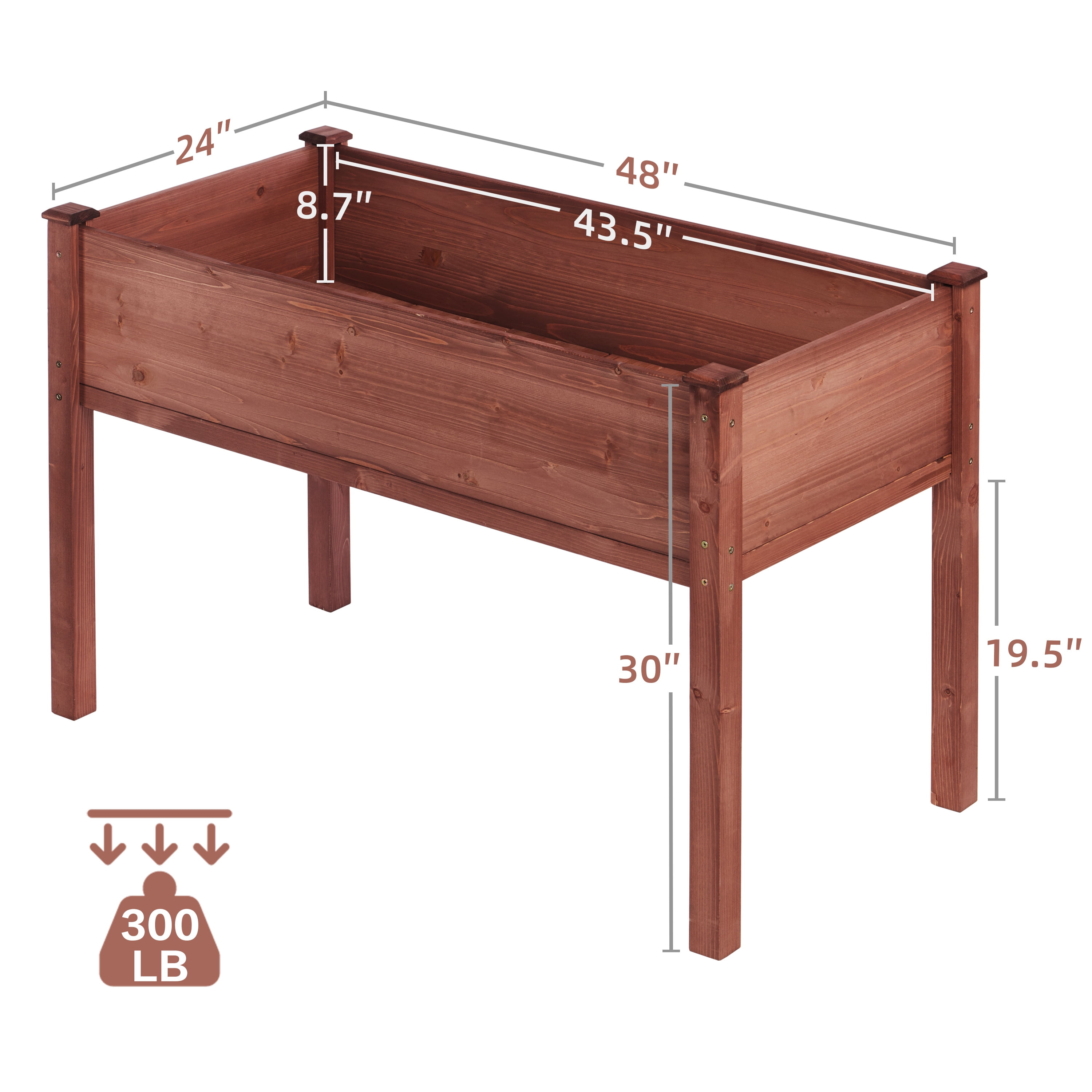 48x24x30 inch Raised Garden Bed with Legs, Elevated Wooden Planter Box for Outdoor Plants Herbs