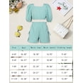 thumbnail image 6 of Girl Clothes Set 2 Piece Outfits Fashion Square Collar Puff Sleeve Crop Top Drawstring Pocket Shorts for Summer7-8Years, 6 of 6