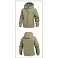 thumbnail image 4 of Men Winter Windbreaker Warm Fleece Lined Casual Solid Hooded Jackets Zipper Pockets Long Sleeve Outdoor Coat Khaki 3XL, 4 of 4
