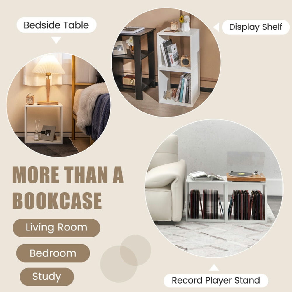 Canddidliike Cube Storage Organizer Set of 2-White, Tall Bookshelf, Book Shelves for Living Room, Home Office, Bedroom, Balcony