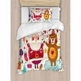 thumbnail image 3 of Christmas King Size Duvet Cover Set, Santa and Teddy Bear Vintage Christmas Season Ornaments Party Kids Nursery Theme, Decorative 3 Piece Bedding Set with 2 Pillow Shams, Multicolor, by Ambesonne, 3 of 3