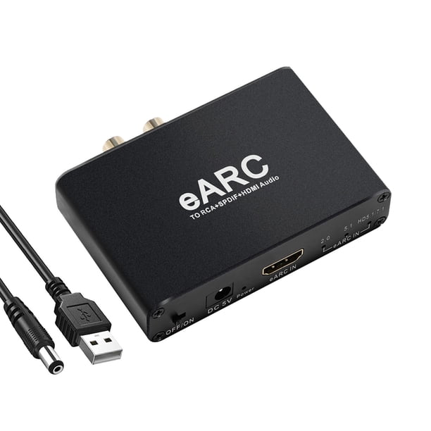 Extractor de Audio HDMI eARC ARC 192Khz Convertidor de Audio eARC a RCA Adaptador Digital a Analógico, Adaptador de Audio HDMI eARC ARC para TV DTS Dolby Atoms AC3 Fibra LPCM AY128