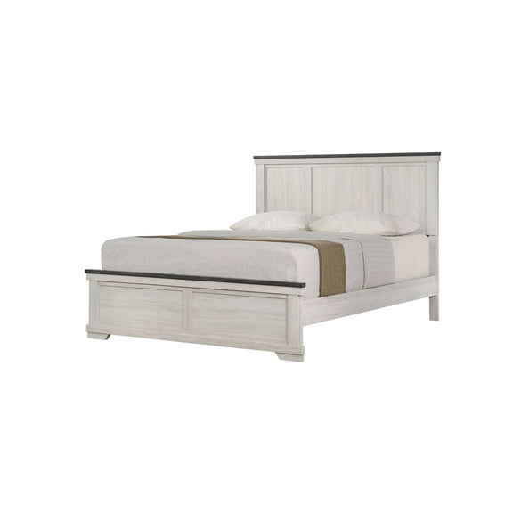 Newboti Furniture Farmhouse Rustic Style Antique White & Brown Full Size Panel Bed Wooden Bedroom Furniture NO.76404