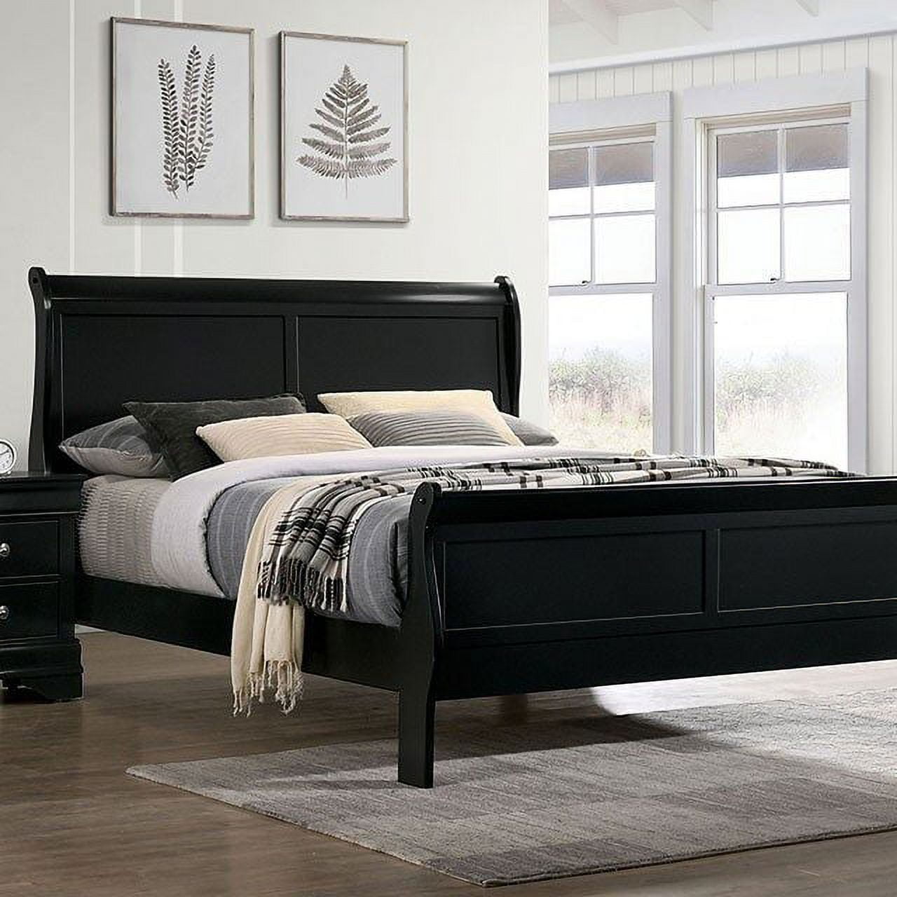 Queen Size Bed 2x Nightstands Antique Nickel Hanging Pulls 3pc