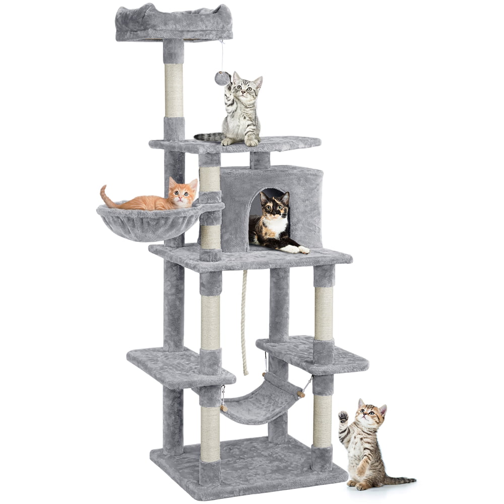 Yaheetech Multi Level Cat Tree Tower Cat Scratch Posts Activity Centre with Condo/Plush Perches/Scratching Post/Hammock for Medium/Large Cats