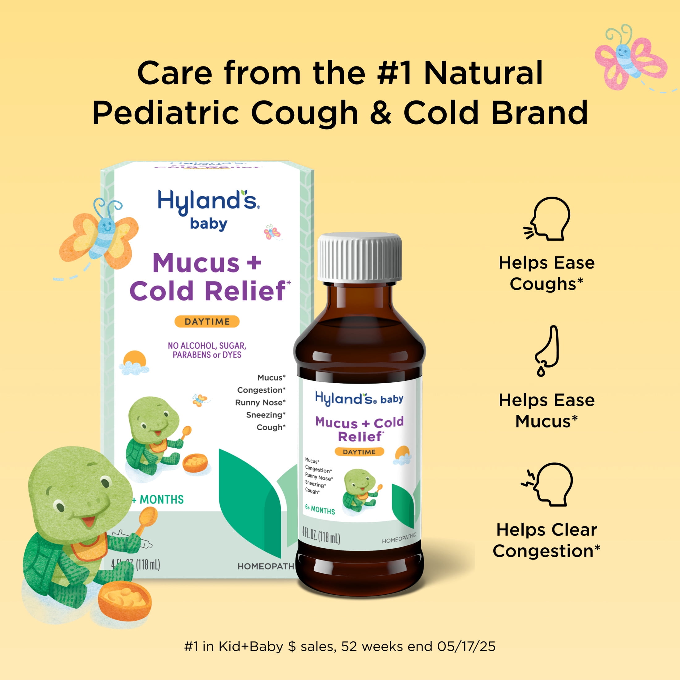 (3 pack) Hyland's Baby Mucus + Cold Relief, Ages 6+ Months, Daytime, 4 fl oz