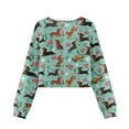 thumbnail image 2 of Xoenoiee Dachshund Flower Print Girls Crop Sweatshirts Pullover Crewneck Long Sleeve Casual School Athletic Clothes for Kids, 5-6 Years, 2 of 7