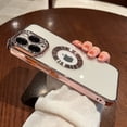 thumbnail image 1 of Funda hueca con logotipo chapado de lujo para iPhone 14, 13, 11, 12 Pro, XR, X, XS Max, 7, 8 Plus, SE3, cubierta transparente suave a prueba de golpes, 1 of 4