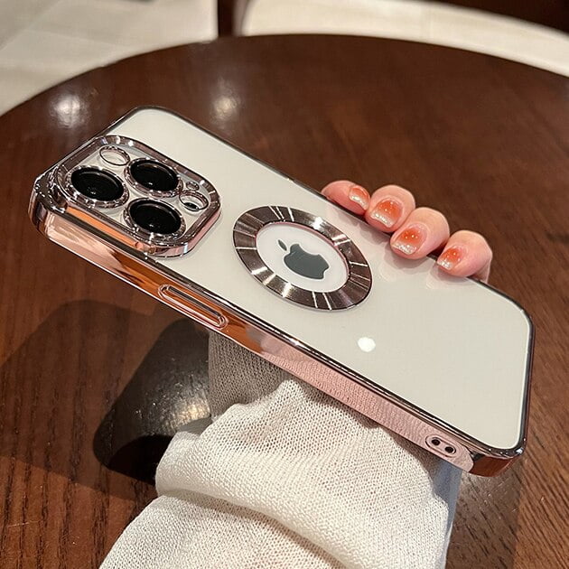 Funda hueca con logotipo chapado de lujo para iPhone 14, 13, 11, 12 Pro, XR, X, XS Max, 7, 8 Plus, SE3, cubierta transparente suave a prueba de golpes