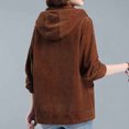 thumbnail image 6 of Uaswgudfs Women's Corduroy Hooded Jacket, Casual Button-Front Long Sleeve Coat with Pockets - Everyday Outerwear Brown 3XL, 6 of 6