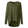 thumbnail image 5 of Arlun,Oversized V-Neck Tshirts for Women Casual Loose Fit Solid Color Thin Tops Womens Long Sleeve Baggy Soft Comfy Lightweight Fall Workout T Shirts Green XXL, 5 of 8