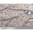 thumbnail image 3 of Soimoi Gray Georgette Viscose Fabric Cedar Tree & Fox Animal Printed Craft Fabric by the Yard 42 Inch Wide, 3 of 3