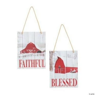 Faithful & Blessed Barn Ornaments, Christmas, Home Decor, 12 Pieces