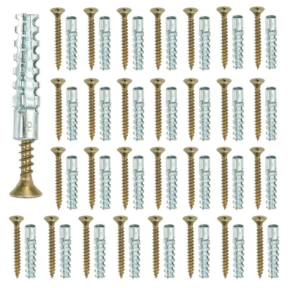 Uxcell 30 Pcs Drywall Hollow Wall Anchors with Screws, 0.16 x 1.38'' Heavy Duty Steel Wall Anchors Kit, Dry Wall Anchors for Concrete Wall Plaster Wall, Silver