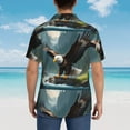 thumbnail image 4 of Bingfone Men's Short Sleeve Button Down Shirts Hawaiian Forest River Bald Eagle Printed Beach Shirt, 4 of 7