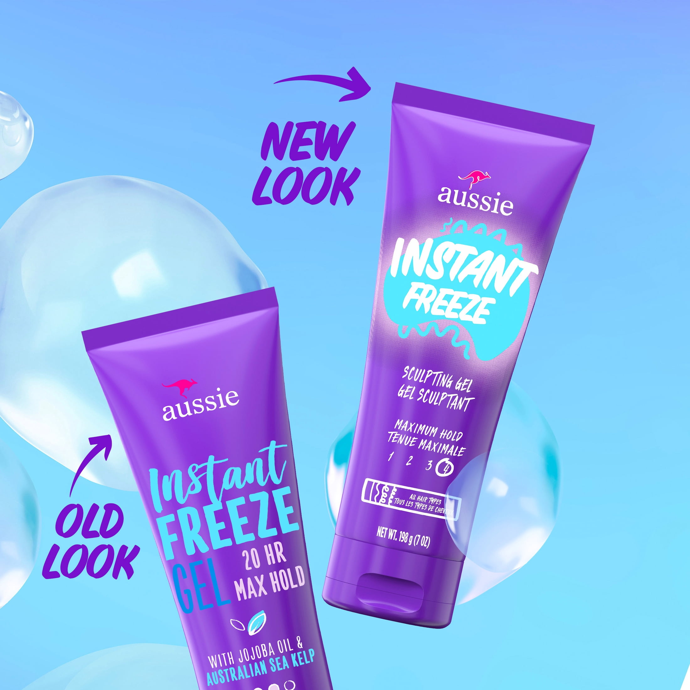 Aussie Instant Freeze Sculpting Hair Gel for Curly Hair, Straight Hair, and Wavy Hair, 7 oz
