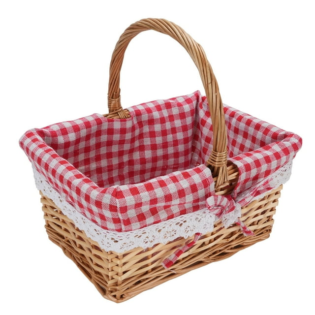 Canasta de Picnic de Mimbre, Cestrín de Picnices Vacío Forraje Desmontable Y Espacioso Capacidad Tejida A Mano Para Acampar, Picnic, Jardín, Pascua