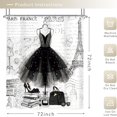 thumbnail image 3 of Fashion Girly Dresses Shower Curtain 72Wx72H Inch Black White Eiffel Tower Paris Perfume Modern Girl Women High Heels Makeup Romantic Bathroom Decor Fabric Polyester Waterproof 12 Pack Hooks, 3 of 6