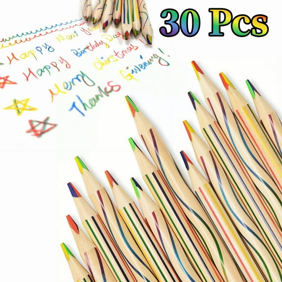 WuPing 30 Pcs Rainbow Colored Art Pencils for Drawing and Coloring Outdoor Sketching and Graffiti Pencil Set