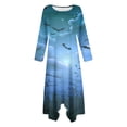 thumbnail image 5 of Long Dress with Sleeves,Summer Casual Dress,Ladies Fashion Printed Long Sleeved Round Neck Casual Irregular Dress, 5 of 5