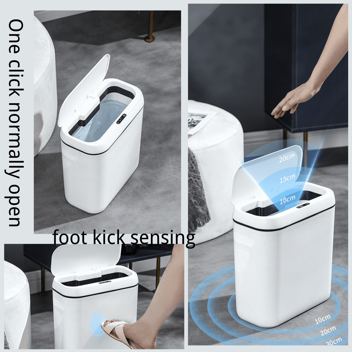SpaceMuse 4.5 Gallon White Trash Can with Lid, Touchless Automatic Garbage Bin with Silent Close, Motion Sensor Smart Trash Bin for Kitchen & Bathroom