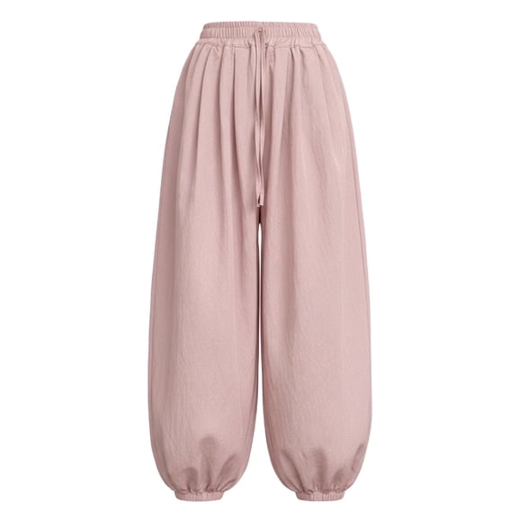 Girls Pink Parachute Pants Wide Leg Casual Lounge Pants with Elastic Waistband Drawstring Lightweight 100% Polyester,Size 10-11T