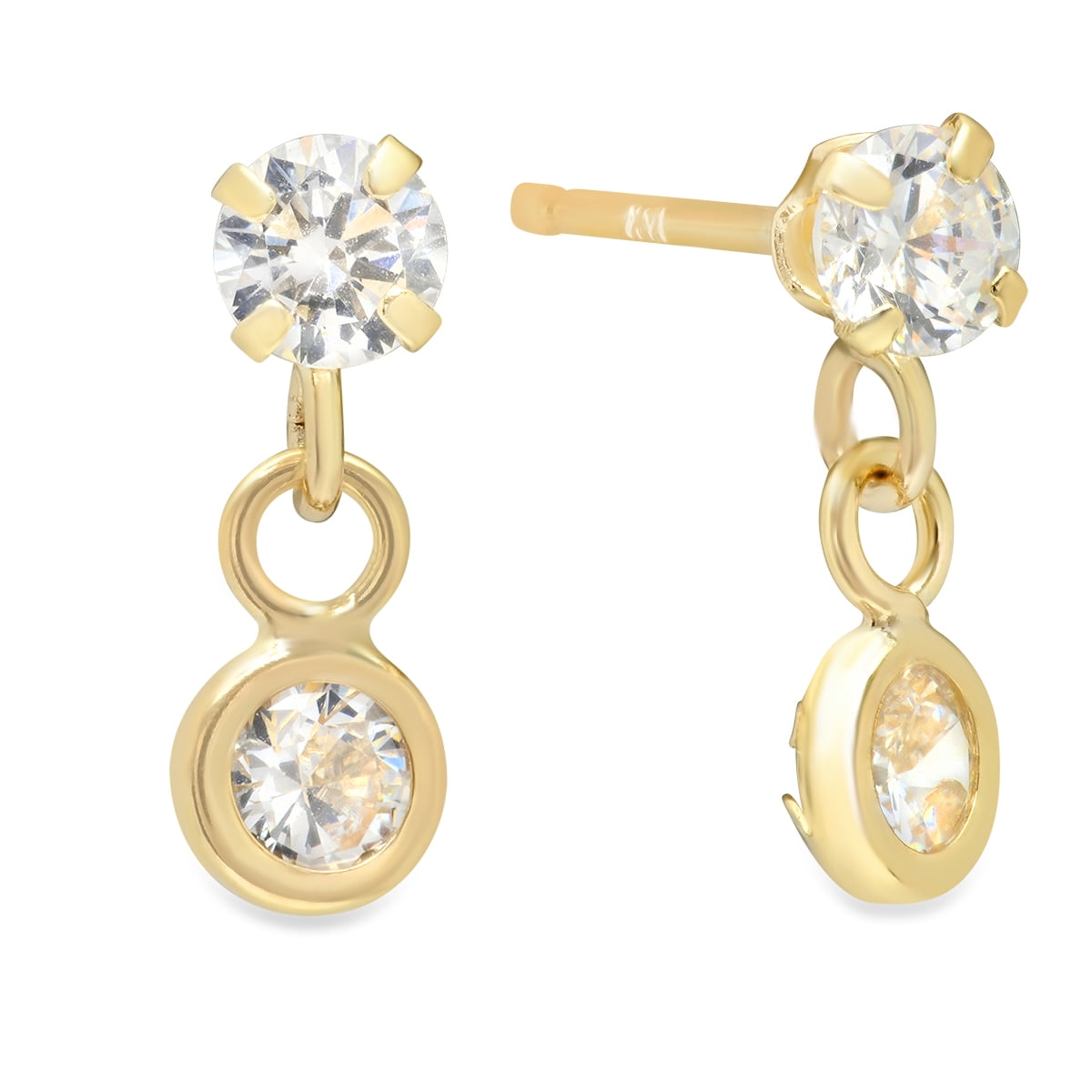 Jewelers 14K Solid Gold CZ Drop Earrings BOXED - Walmart.com