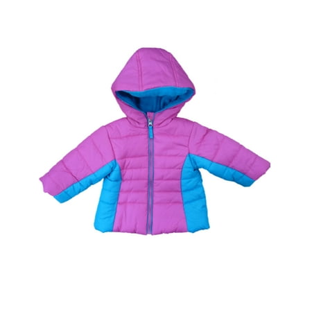 Pistachio Infant & Toddler Girls Pink & Blue Winter Ski Jacket Hooded