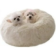 thumbnail image 4 of BODISEINT Modern Soft Plush Round Pet Bed for Cats or Small Dogs, Mini Medium Sized Dog Cat Bed Self Warming Autumn Winter Indoor Snooze Sleeping Cozy Kitty Teddy Kennel (M(23.6”Dx7.9 H), White), 4 of 7