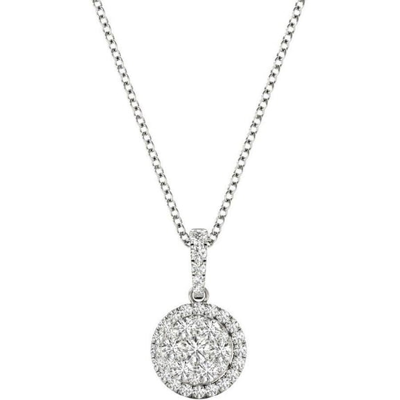 Diamond Pendant Necklace, .47 Carat On 18k White Gold Ref. P21950w