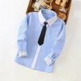 thumbnail image 2 of Lmnyox Boy's Cotton Shirts Long Sleeve Button Down Shirt Dressy Casual Collar Shirts for Kids 3-10 Years Blue, 2 of 3