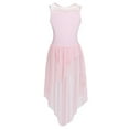 thumbnail image 3 of Girls Mesh High Low Skirt Ballet Gymnastics Leotard Kids Irregular Ballet Dress Contemporary Lyrical Ballroom Dance Costume, 3 of 7