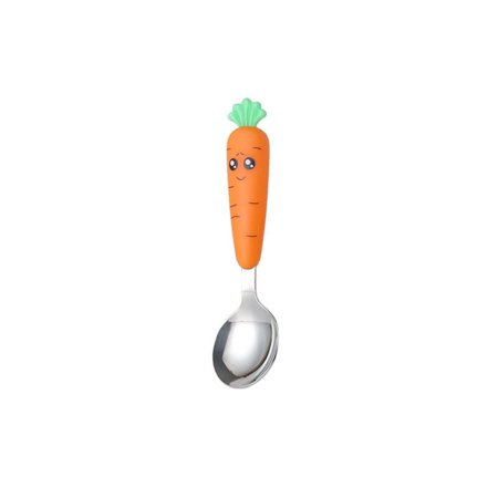 

HitUpon Cartoon Carrot Baby Fork And Spoon Set Baby Training Self Feeding Utensil Easy Grip Toddler Cutlery Kit