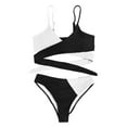 thumbnail image 3 of Women's Summer Color Block Ribbed Strap High Waist Bikini Set Swimwear For Beach Surfing Sunbathing plus Size Women's Board Shorts plus Size Bathing Suits for Women with Shorts Boys Swim Shorts 16-18, 3 of 3